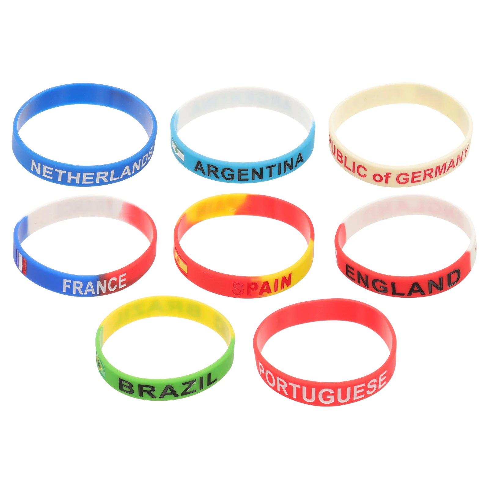 

8 Pcs Cup Fan Bracelets Qatar Qatar Wristbands Soccer Wristbands Colorful Silicone Sports Party Elastic Christmas Gifts