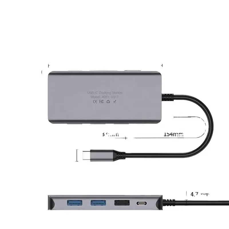 8In1 USB-C Hub-0307 4K Gig Abit Ethernet PD 100W 3x USB-A SD/tf