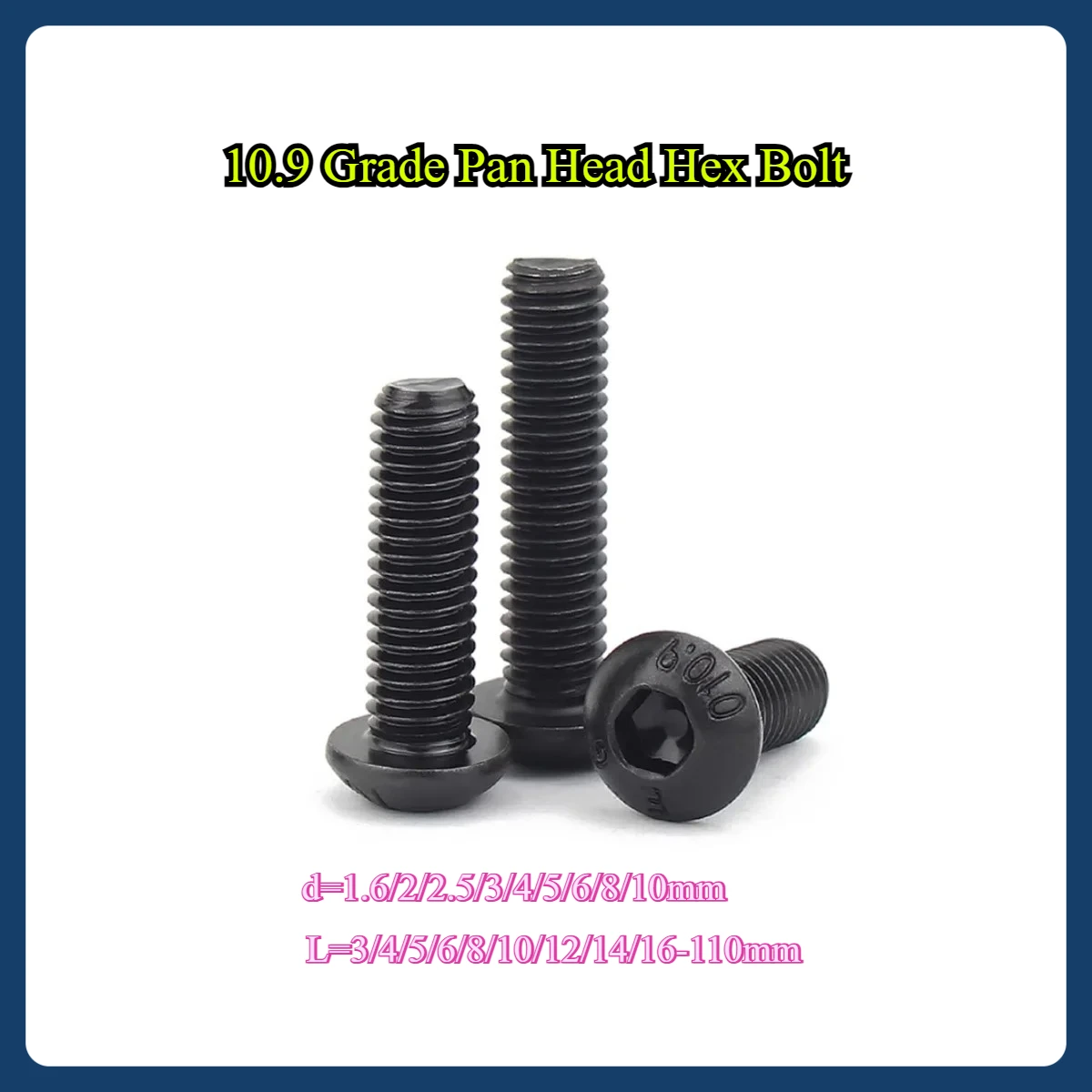 

10.9 Grade Pan Head Hex Bolt / Round Head Screw M2M3M4M5M6M8M12M16M20