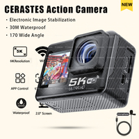 CERASTES Action Camera 4K60FPS WiFi Anti-shake Dual Screen 170° Wide Angle 30m Waterproof Sport Camera with Remote Control