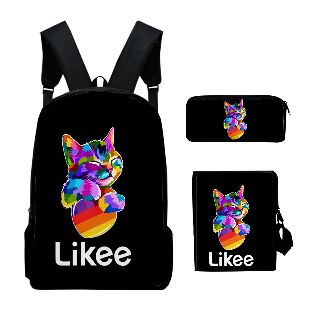 Classic Novelty Likee 3D Print 3pcs/Set pupil School Bags Laptop Daypack Backpack Inclined shoulder bag Pencil Case