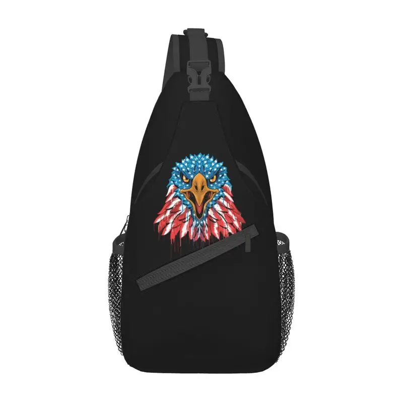 Mochila de viaje personalizada con bandera de Estados Unidos para hombre, bolso de hombro fresco, bandolera de pecho, mochila de día