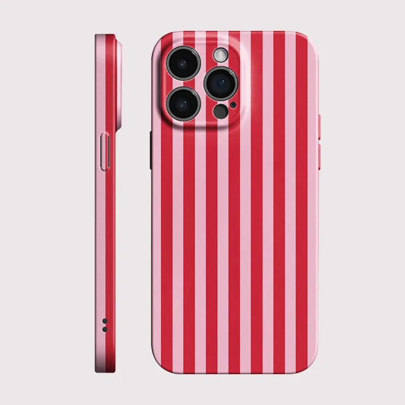 Pink Striped Phone Case for Oppo Reno14 Reno13 Reno12 Reno11 Reno10 Reno8 Reno7 Reno6  F Z T SE Pro 4G 5G Glossy Film Hard PC