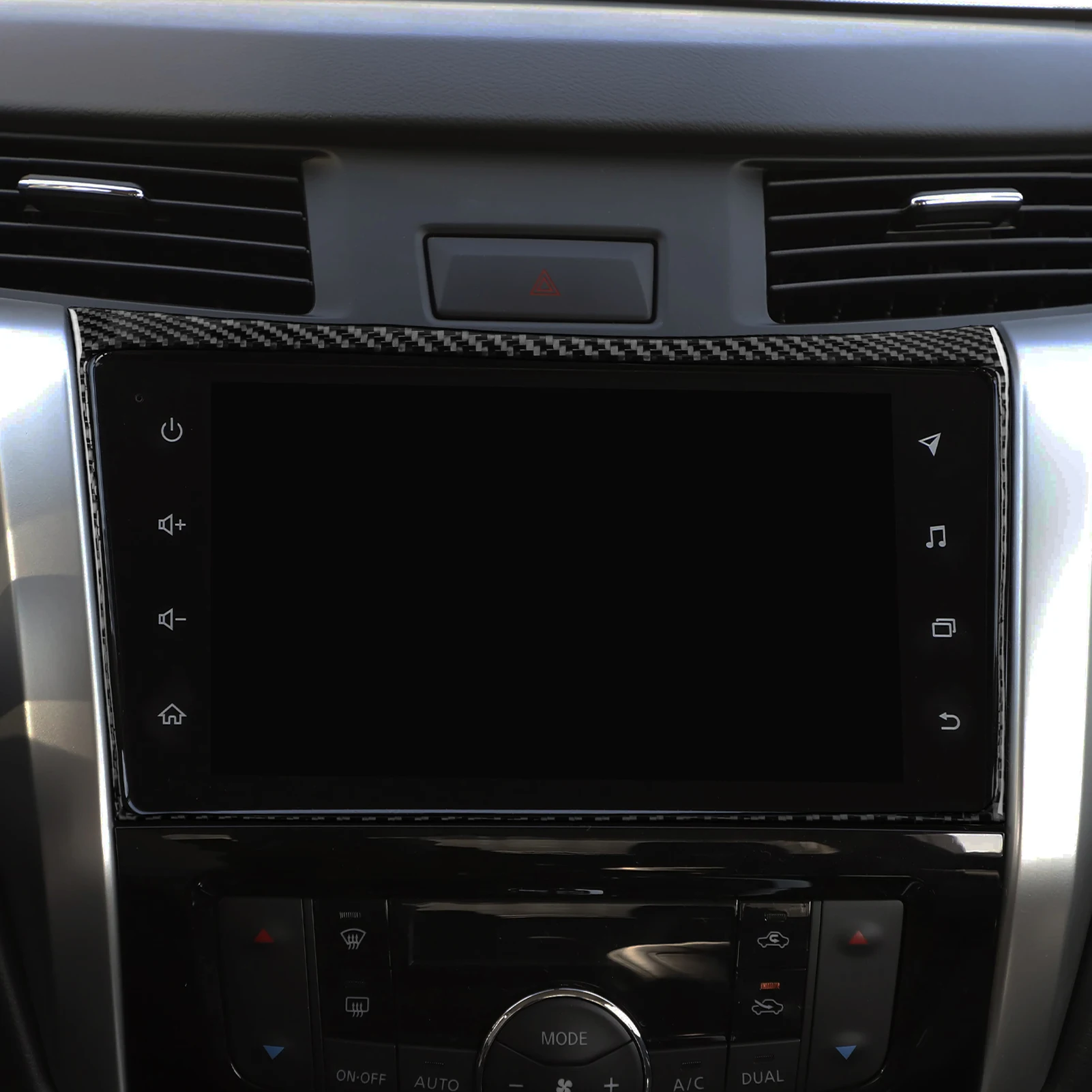 For Nissan Navara NP300 D23 2014-2024 Carbon Fiber Central Console Navigation Screen Frame Panel Cover Car Accessories Sticker
