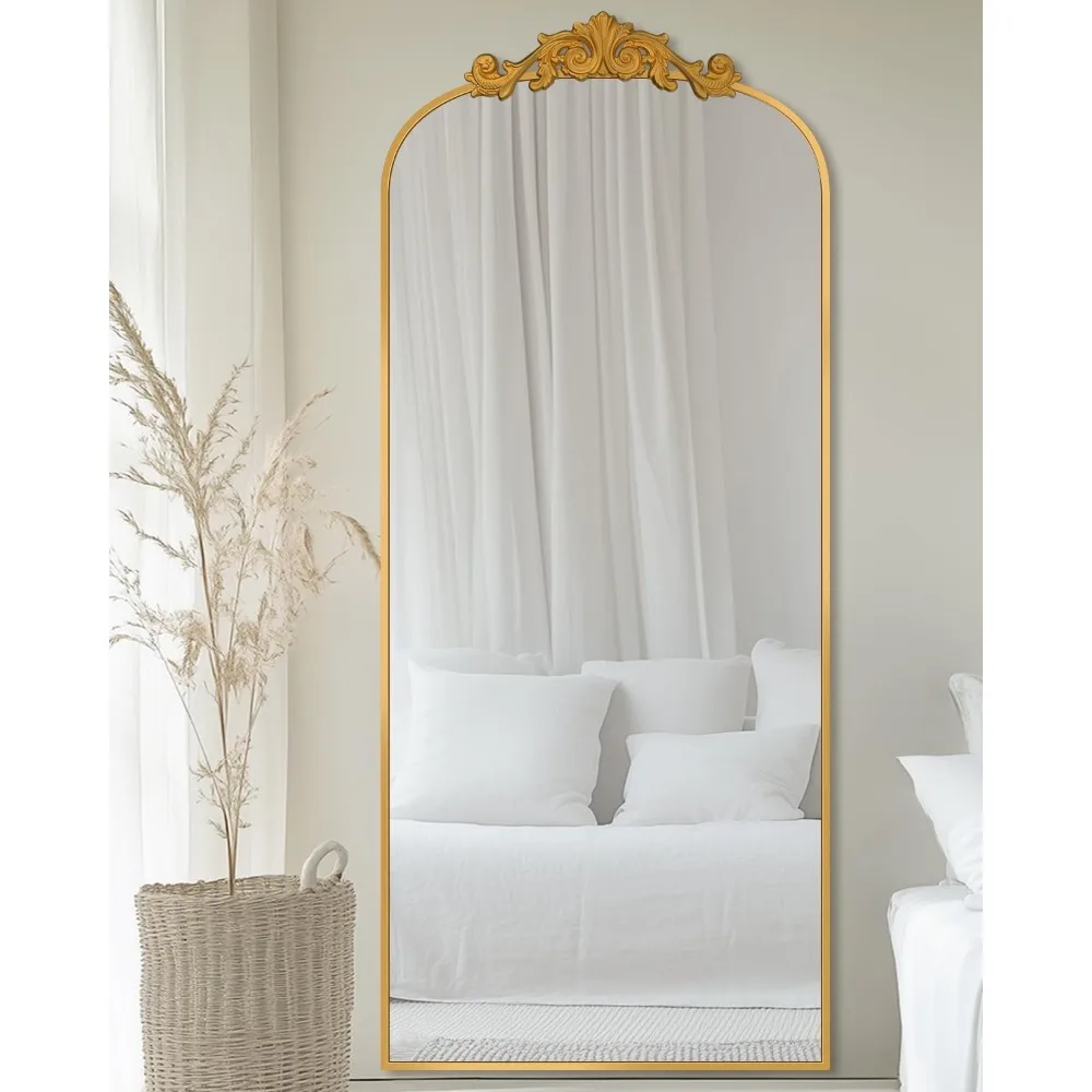 Espelho de comprimento total de chão 65x24, moldura de madeira esculpida, espelho de parede grande para decoração de casa, espelhos de corpo inteiro, corredor de casa de