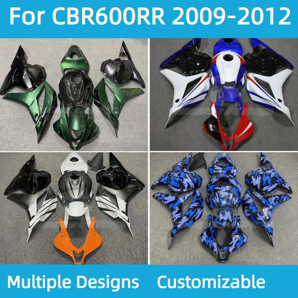 

Настраиваемые обтекатели для HONDA CBR 600RR 2009 2010 2011 2012, комплект обтекателей для мотоцикла из АБС-пластика CBR600RR 09 10 11 12