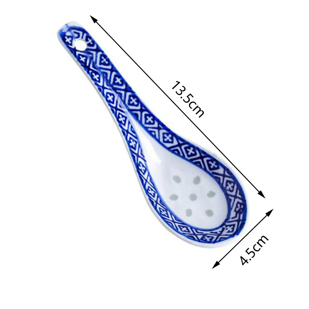 1 قطعة الصين الصينية نمط ملعقة سيراميك الأزرق والأبيض ملاعق الحساء الصينية الخزف السيراميك ملعقة المطبخ أدوات المائدة #6