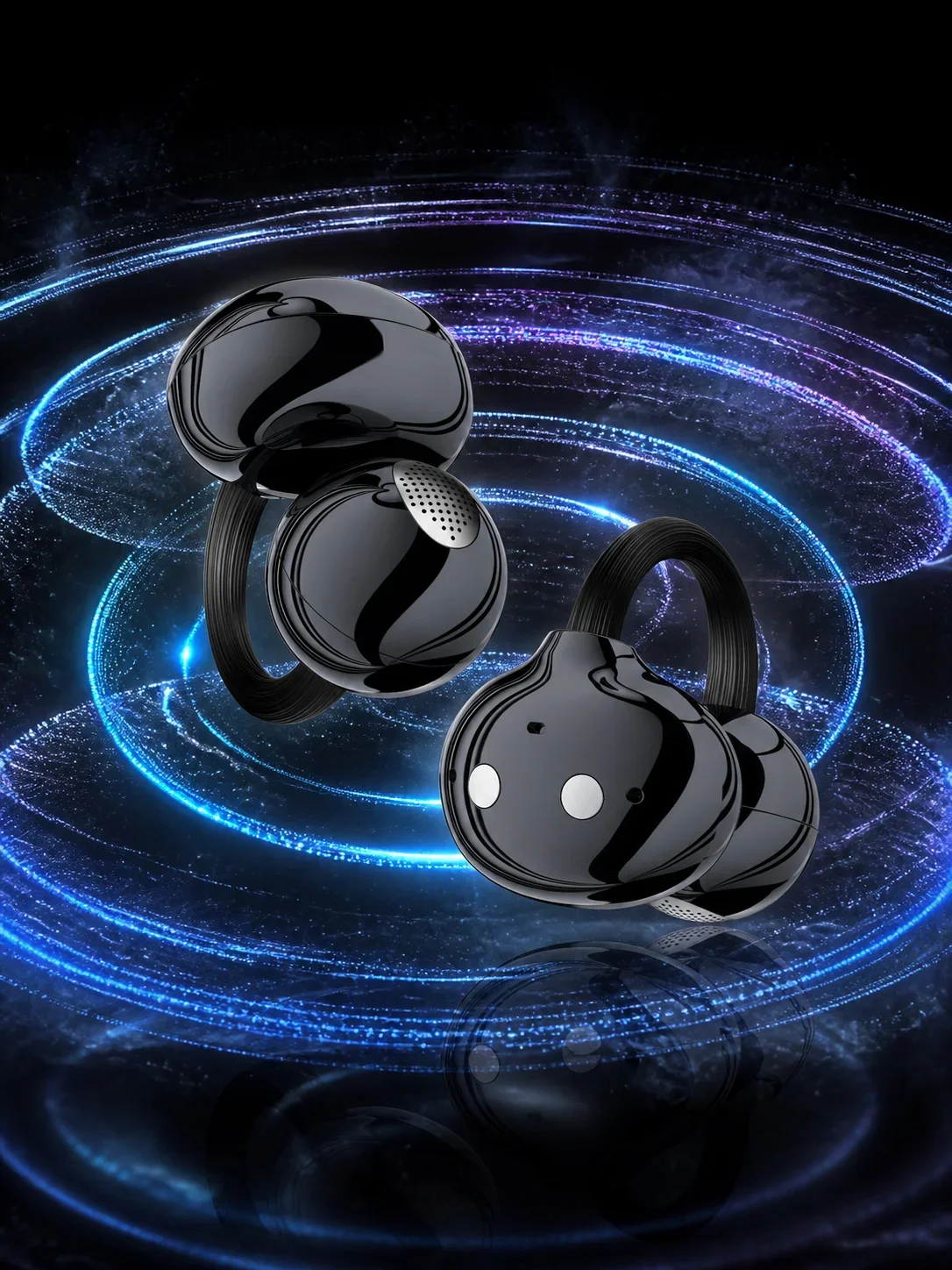 BT6.0 Open-Ear Clip-On Earbuds HI-FI Sound Headset Side Touch Earbuds Active Noise Cancellation Environmental Noise Cancellation