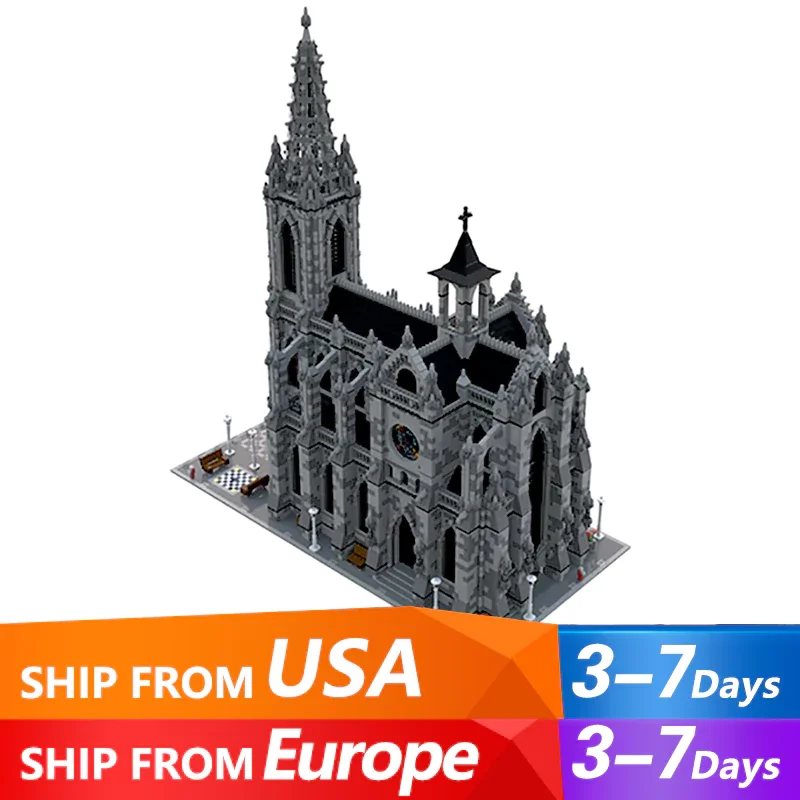 

22007PCS MOC Medieval Cathedral Building Blocks Architecture Street View castle Model DIY Puzzle Toy for Children Birthday Gift