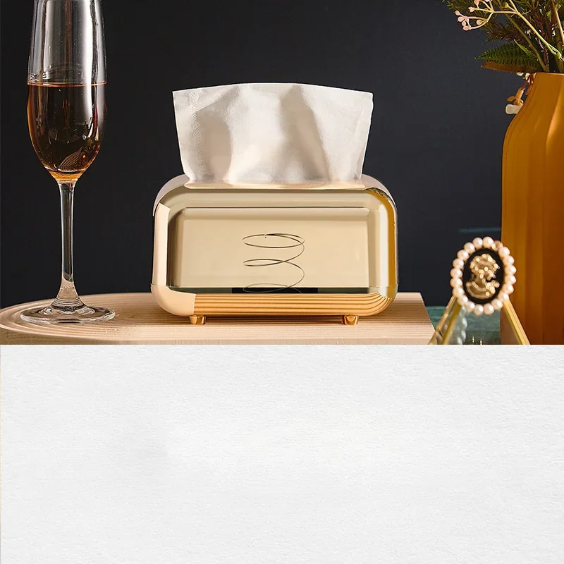 Luxury Golden Tissue Boxes Storage Napkin Holder Paper Case Organizer Ornament  Desktop Tissue Holder Kitchen Tissue Box