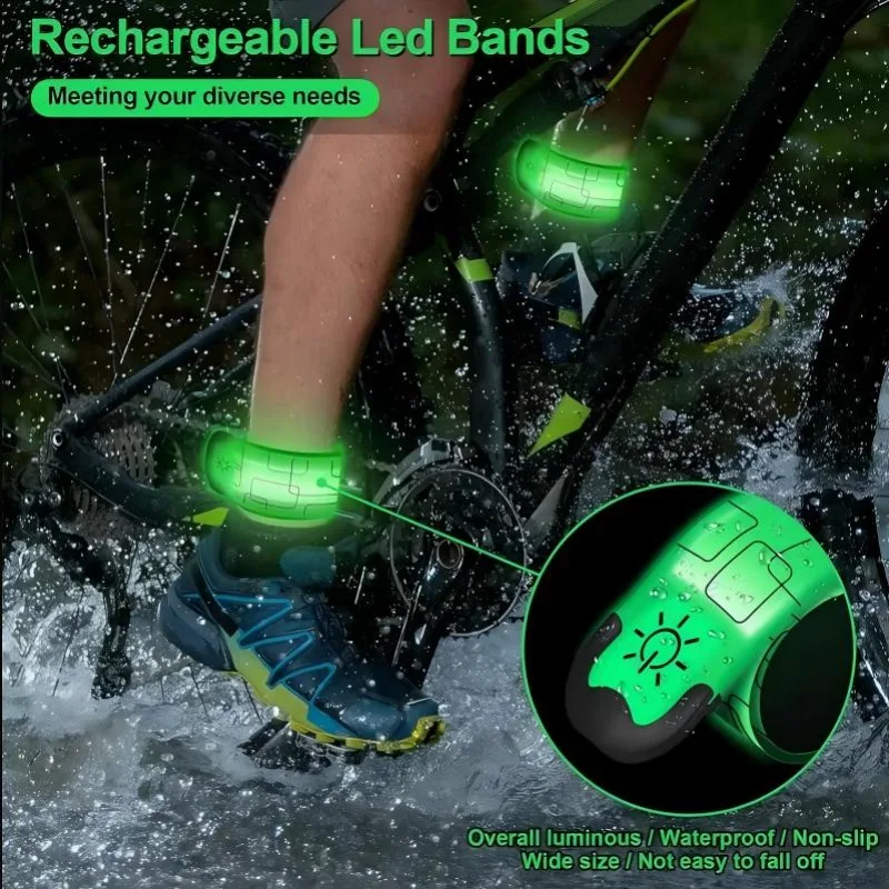Rechargeable LED Light Belt Night Running Cycling Safety Armband Leg Warning Wristband Outdoor Sports Security Accessory