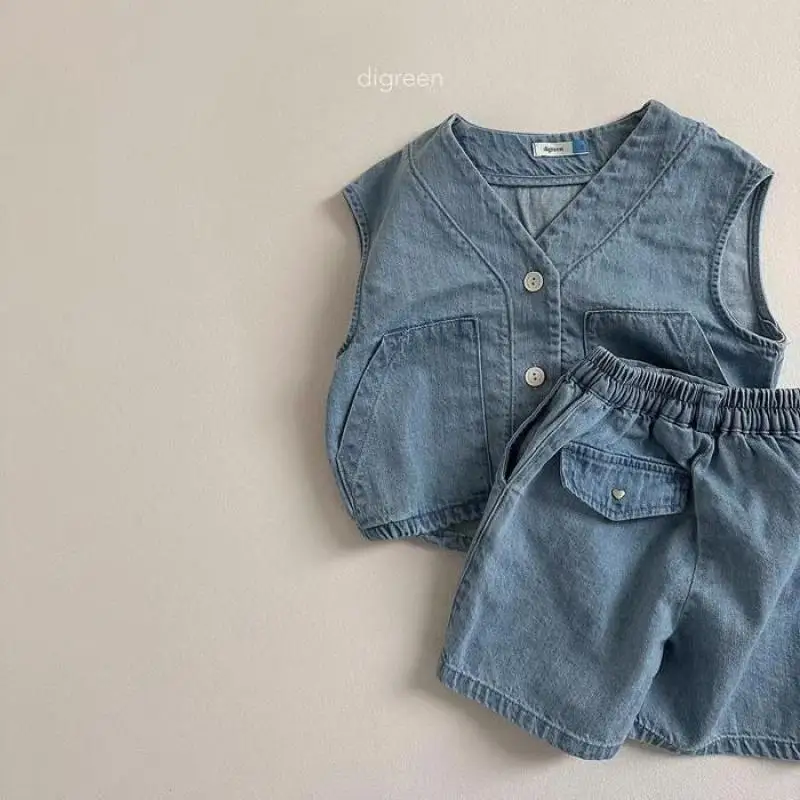 2025 Summer New Baby Sleeveless Clothes Set Infant Boy Girl Solid Vest Cardigan + Shorts 2pcs Suit Toddler Thin Casual Outfits