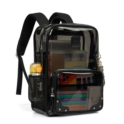 Clear Backpack Heavy Duty Transparent Laptop Backpacks 15.6 Inch See Through TPU Travel Daypack Large College Bookbag for Women