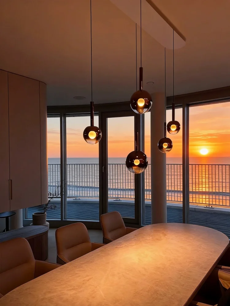 Smoke Gray Gradient Glass LED Pendant Light 2026 Modern Multi-Head Indoor Home Decoration for Staircase 2026 lighting fixture