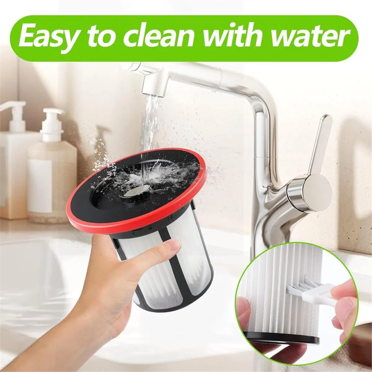 (A43I) 3Pack Filter and Filter Holder Replacement for Bosch Cordless Vacuum Cleaner Unlimited 6‎ Series BKS6111P/BCS611AM