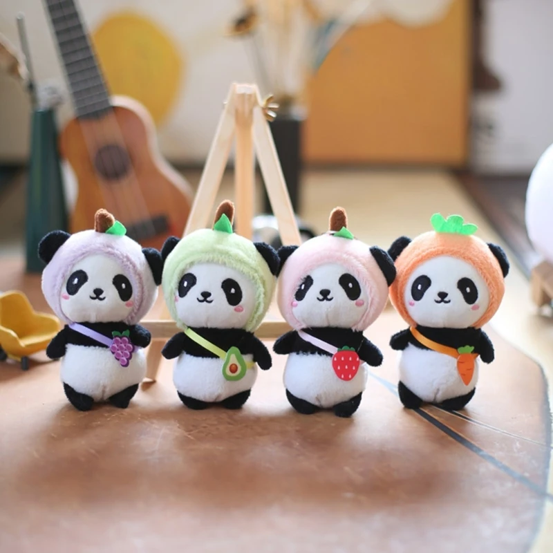 Panda Keychains Funny Stuffed Animal Keyrings Christmas Gift New Year Vending Machine Supply