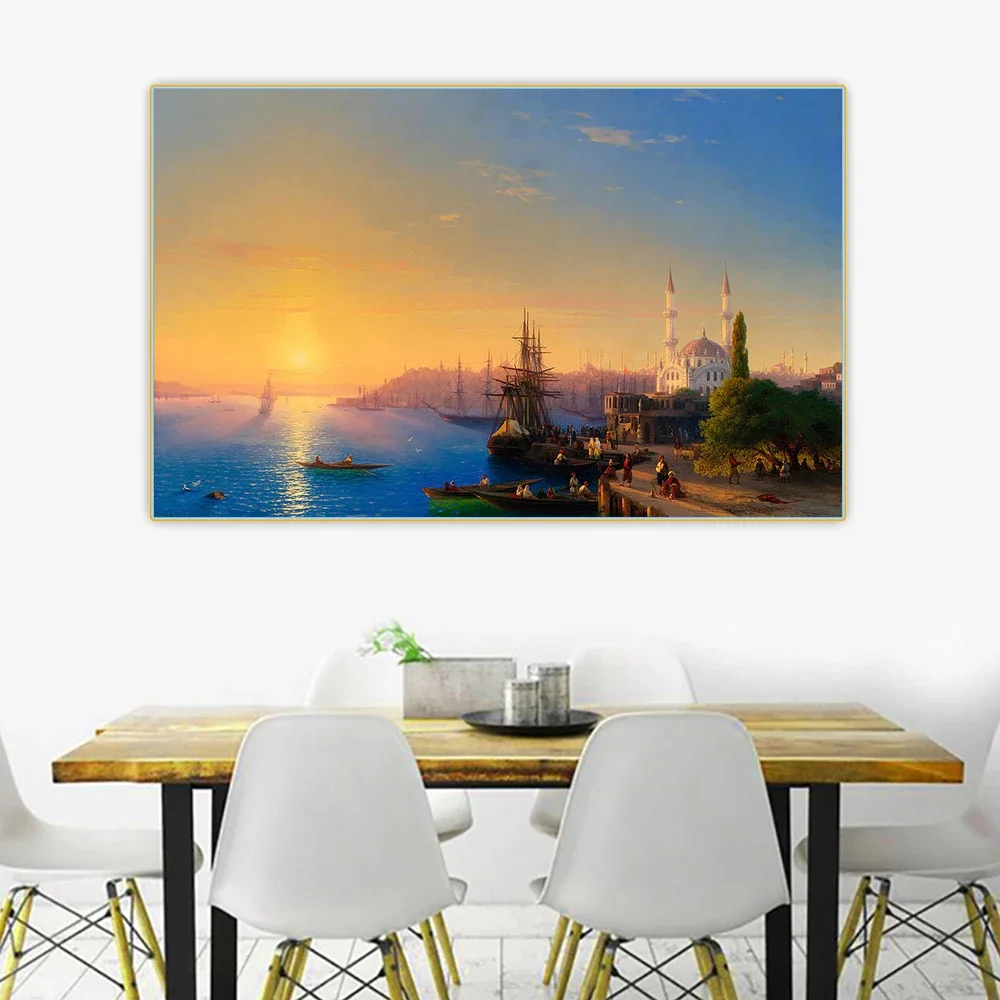 سيتون إيفان ايفازوفسكي 《عرض القسطنطينية والبوسفور》 لوحة زيتية فنية من القماش صورة ديكور جدران حديث ديكور منزلي