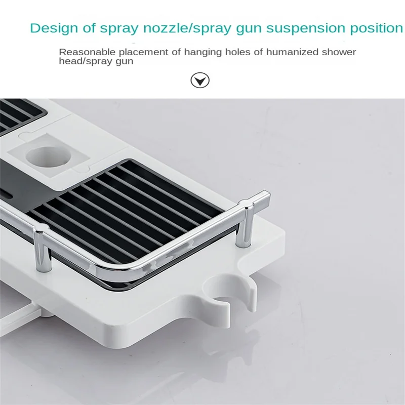 Shower Storage Holder Bathroom Shelf Pole Shelves Shampoo Tray Stand No Drilling Lifting Rod Shower Head Holder Rack Organizer
