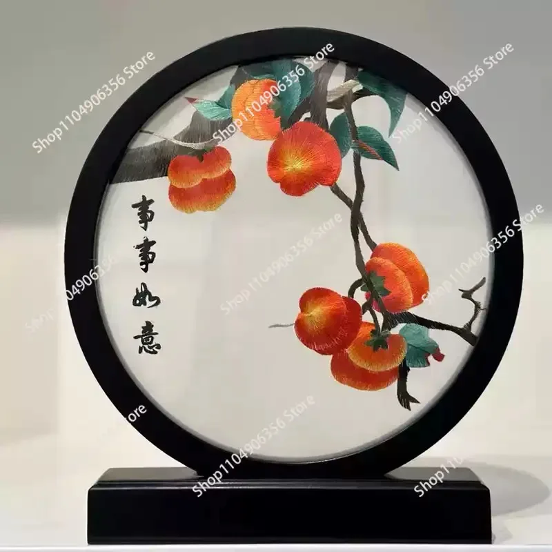 for Elegant Suzhou Embroidery Crafts Home Office Tabletop Ornament Featuring Needle and Thread Embroidery