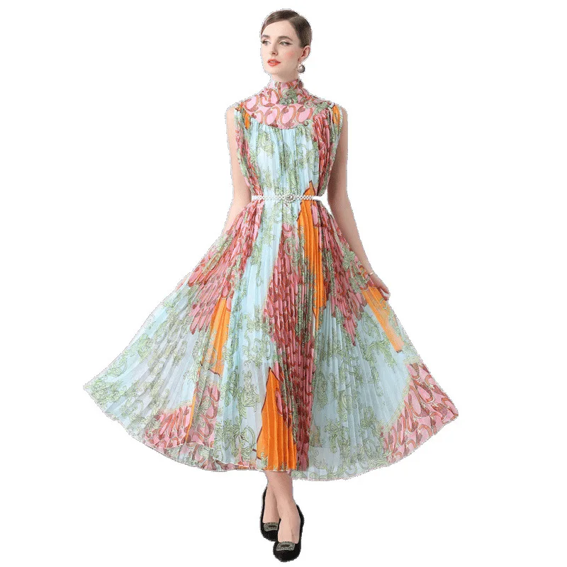 ชุดราตรีผู้หญิงแบบไขว้หลัง ดีไซน์จับจีบยาว กระโปรงยาวทรงเอวกลาง ไม่มีซิป ดีไซน์ยาว