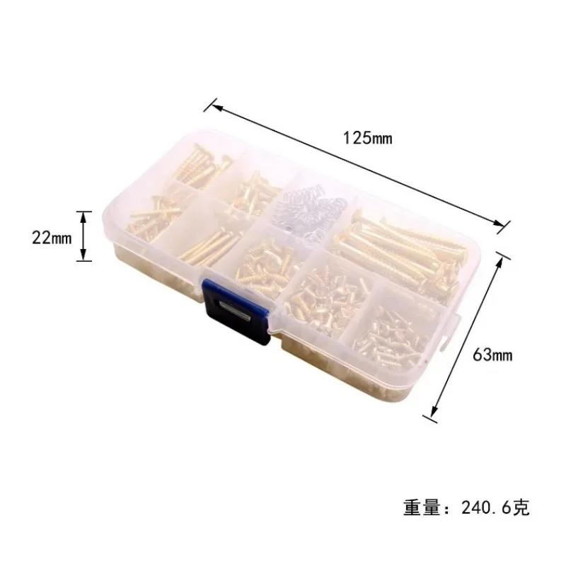 226pcs Replacement Parts Tuner Assortment Gold Portable 9 Types Storage Box Practical Pickguard with Springs Guitar Screw Kit