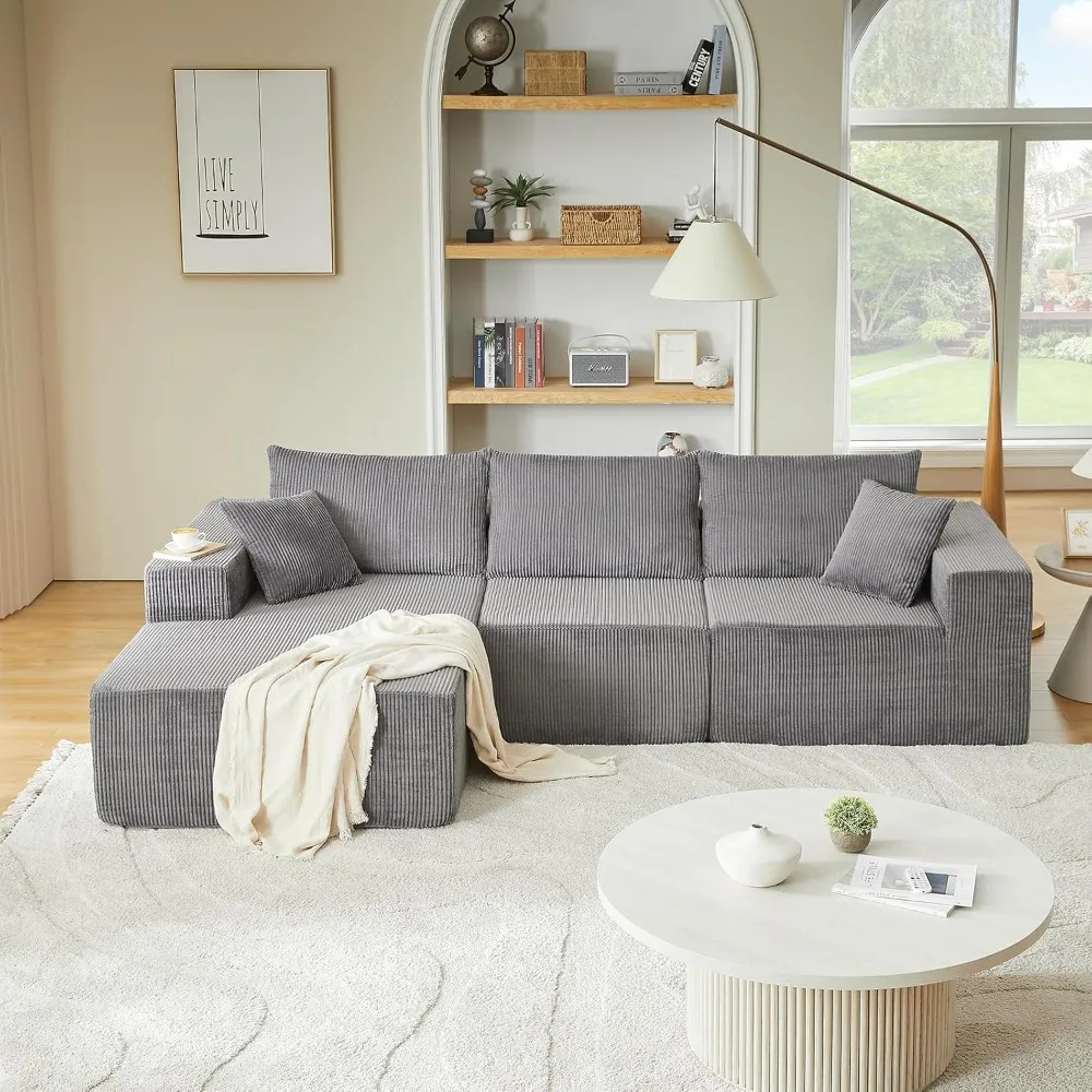 

108-inch Modular Sofa, Foam Sofa, Modular L-shaped Sofa with Chaise Lounge