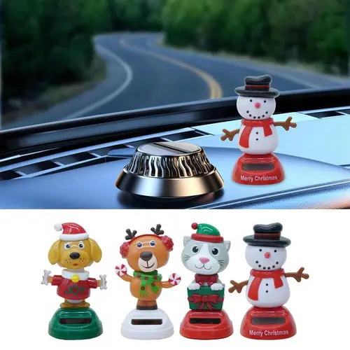 Imagen 2 del producto Figuras con vibración Solar para Navidad General, figura con cabeza móvil de escritorio de dibujos animados, juguetes de baile para coche, adornos para coche