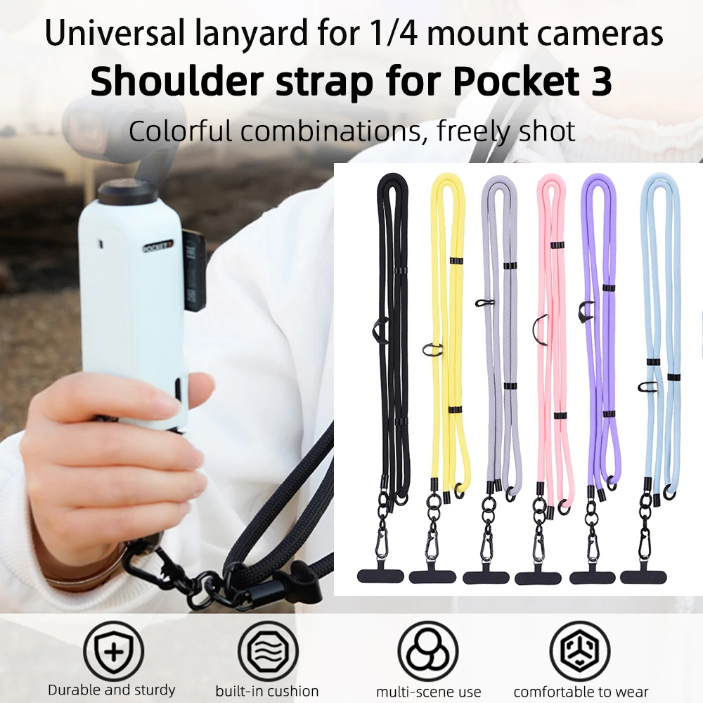 For DJI Pocket 3 Lanyard For DJI Action 5 Pro /insta 360 /go Pro Action Camera Lanyard Anti-Lost Crossbody Strap Accessory