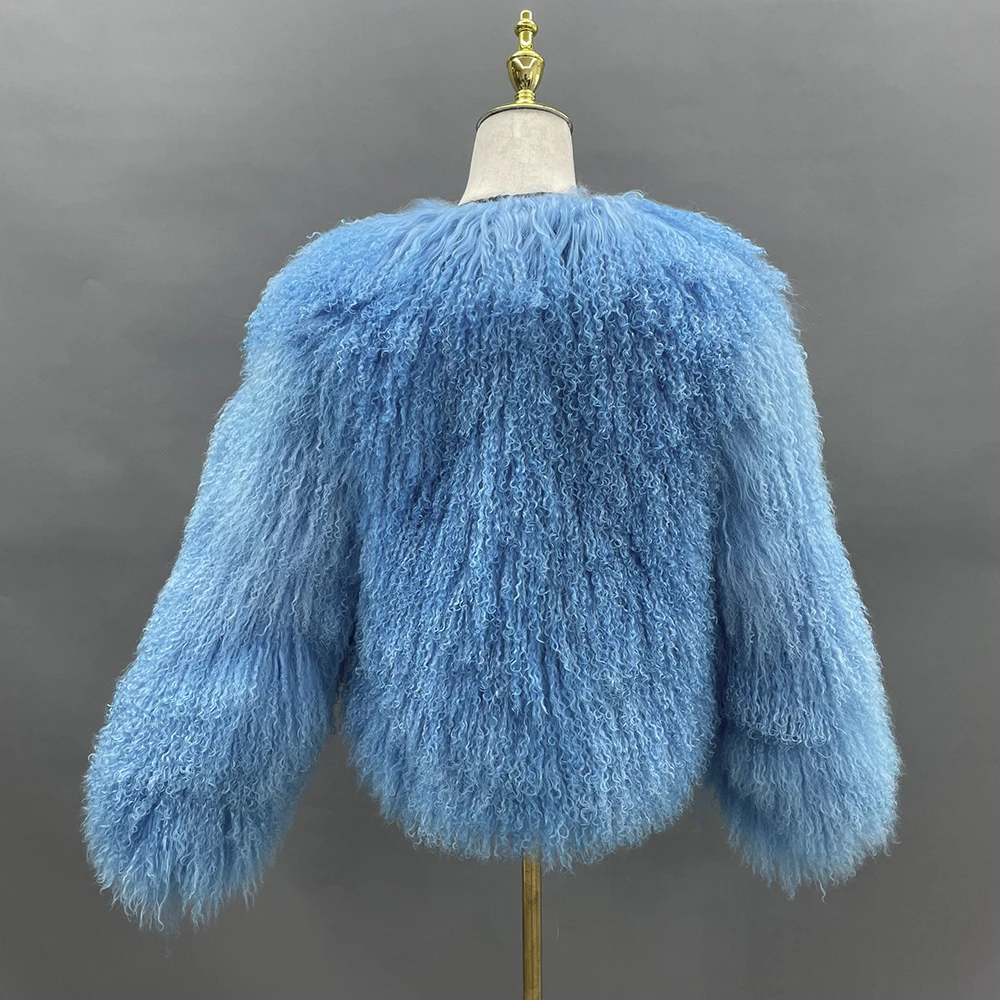 JANEFUR Mongolian Sheep Fur Coat Women Short Fashion Warm Wholesale Custom Winter Real Lamb Fur Jackets