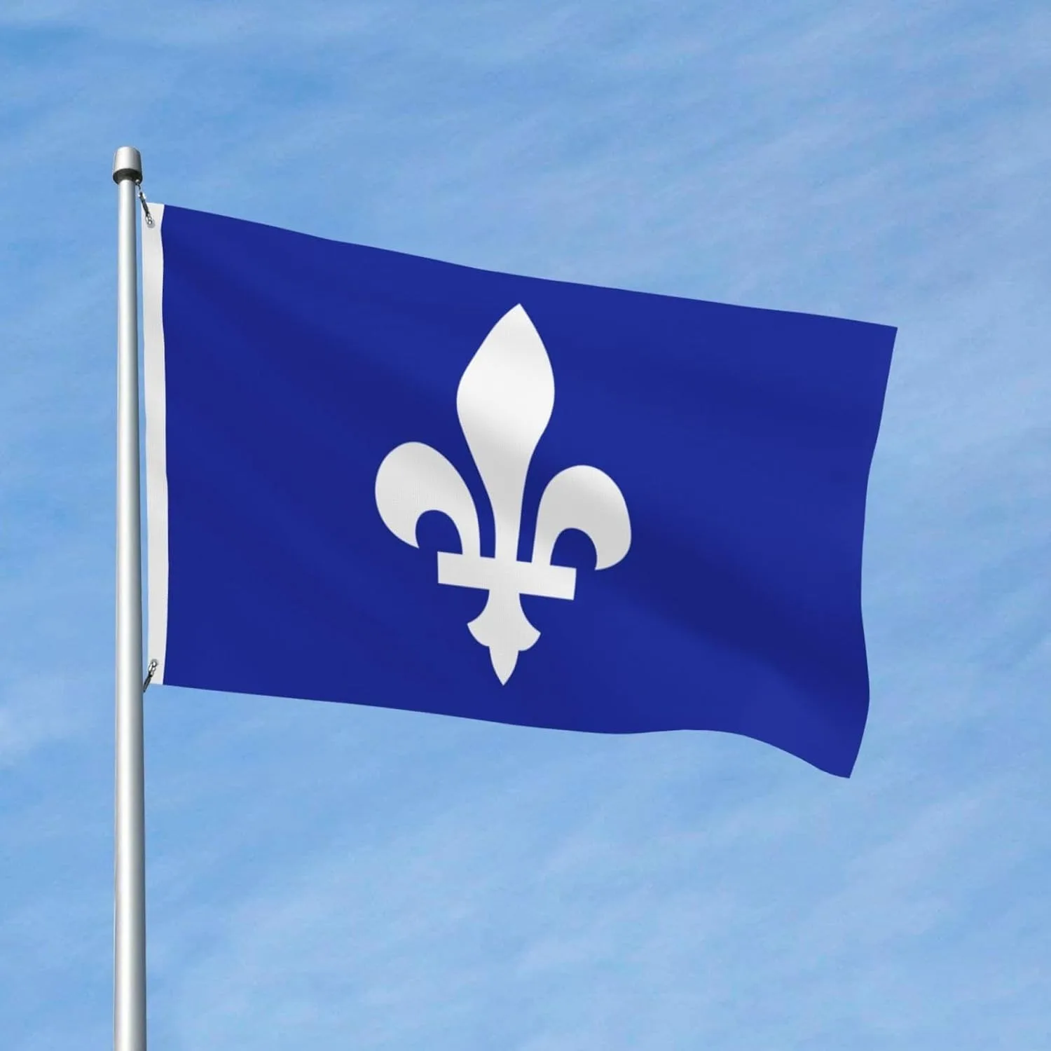 1pc One-Sided Quebec Flag, Durable Polyester National Flag, Features A Striking Blue and White Floral Pattern Design for Outdoor