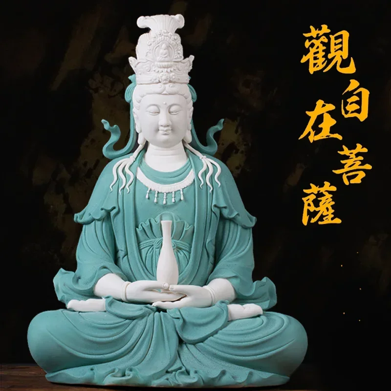 Ceramic Jing Si Guan Yin sculpture statue Large-size handmade three-dimensional sculpture High-end home decoration accessories