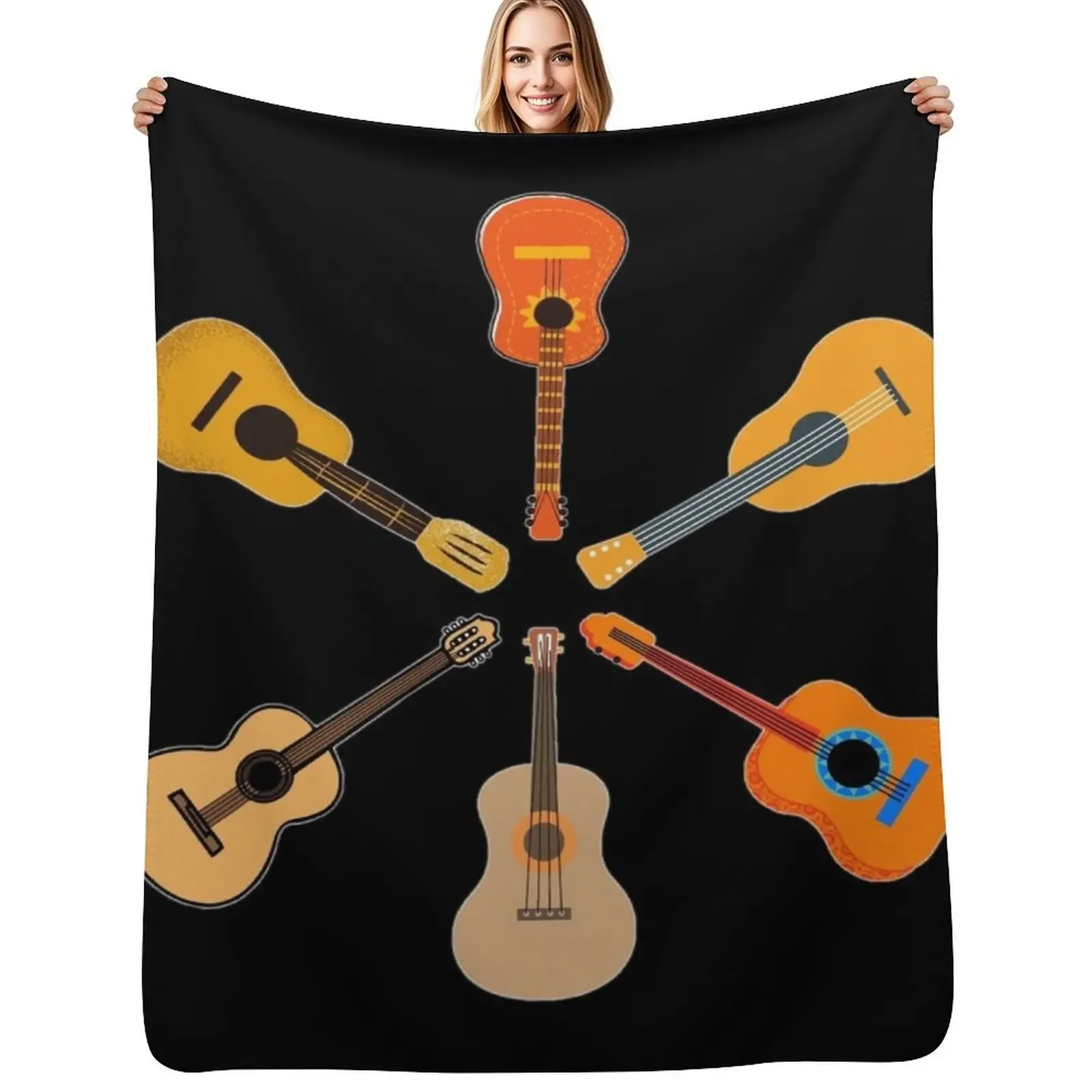 

Guitar World Throw Blanket Furry Moving Flannel Blanket