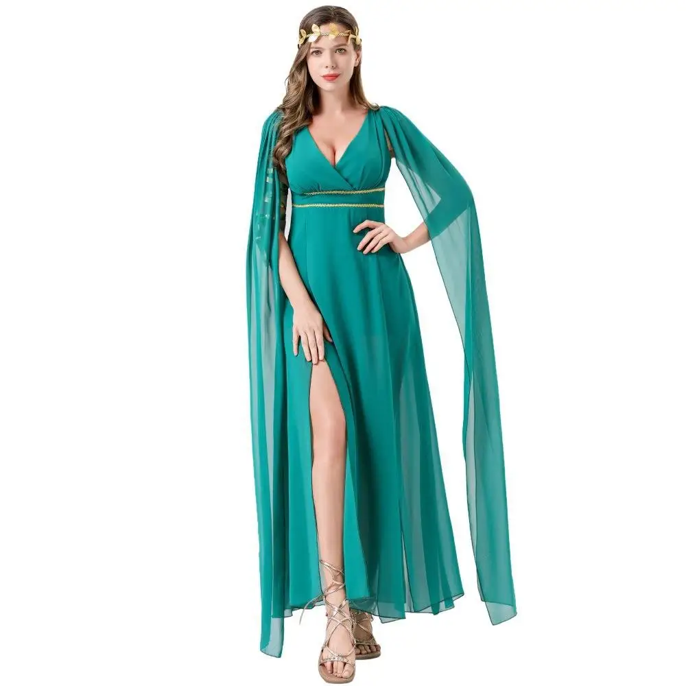 セクシーな女神ステージパフォーマンスコスチューム ハロウィン 古代神話の女王 オウ・ド・クラブ・パル・フェム・ウォリアー エレ イブニング...