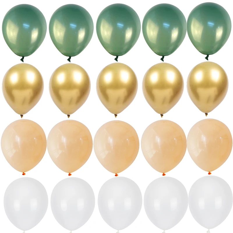 

20pcs Retro Green Gold White Latex Balloon Kit Jungle Birthday Animal kids Safari Party Balloons Baby Shower Party Supplies