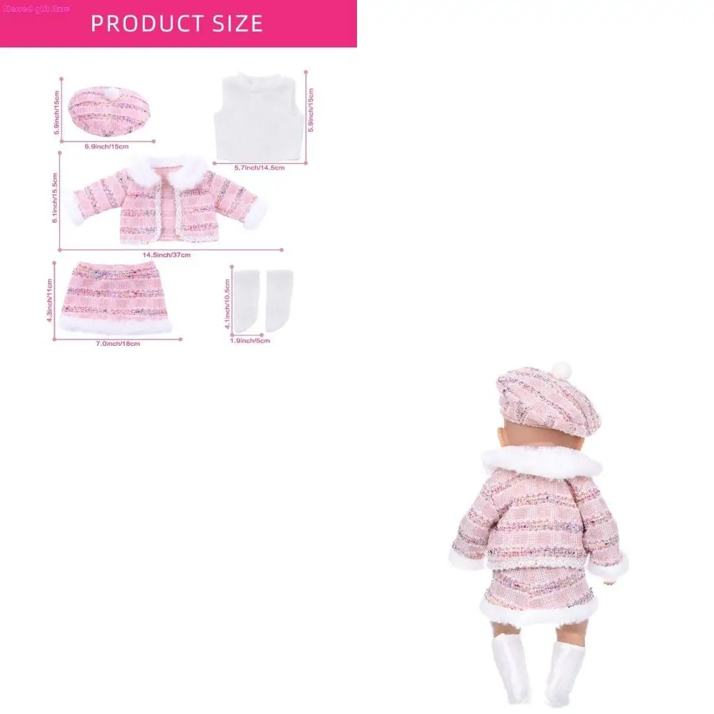 D0JC Multipurpose 18 Inch Dolls Wardrobes Collection Features Sturdy Farbic Materials Cotton Dress and Fahshion Coat