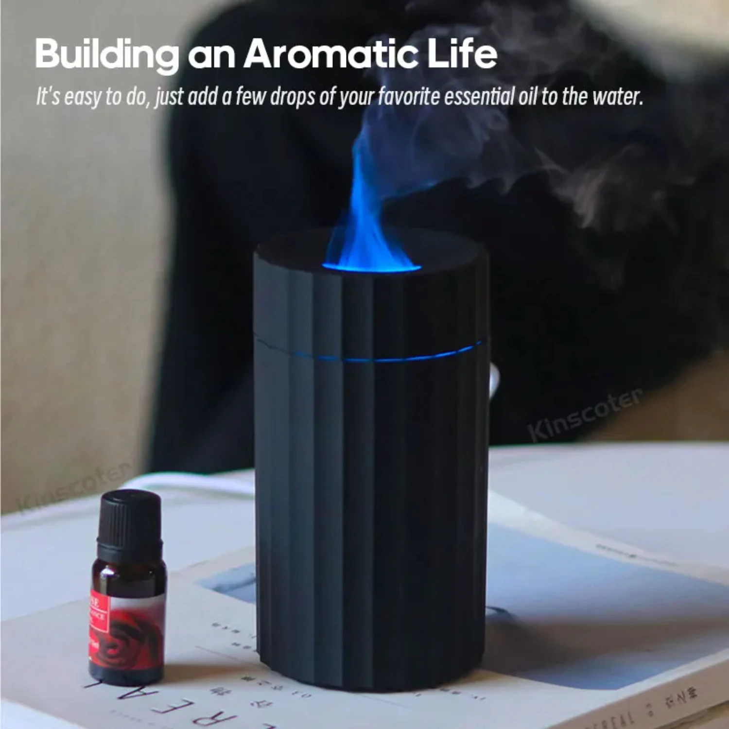 Enhance Your Mood with LED Light Car Essential Oil Aromatherapy Diffuser Flame Humidifier - Auto Air Purifier and Air Freshener 