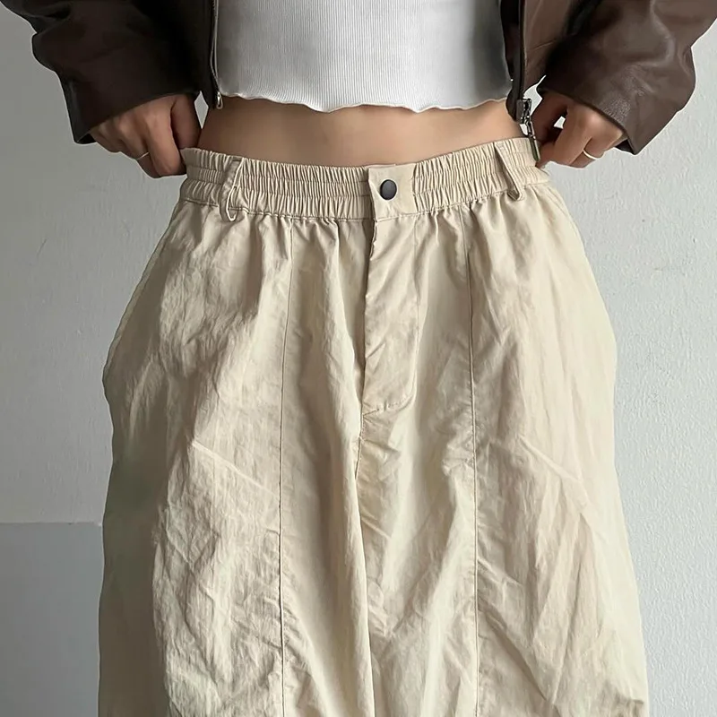 QWEconvex-Pantalon cargo baggy pour femme, Streetwear vintage, Parachute, Pantalon de survêtement Harajuku, Hip Hop, Jogger surdimensionné, Large FJG, Y2K, Été