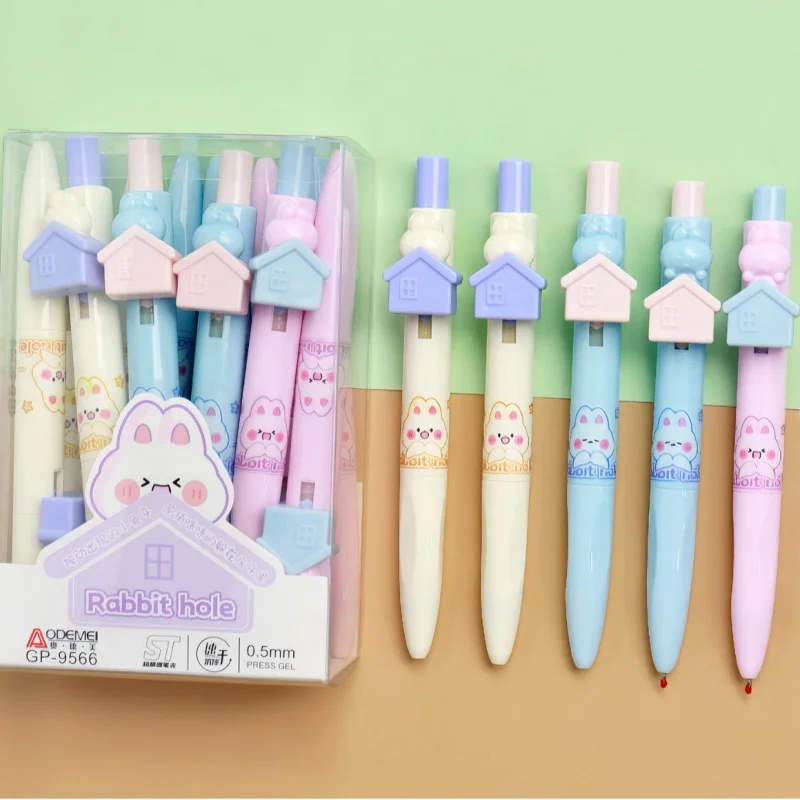 

36pcs/lot Creative Rabbit Press Gel Pen Cute 0.5mm Black Ink Neutral Pens Gift Stationery Office School Supplies