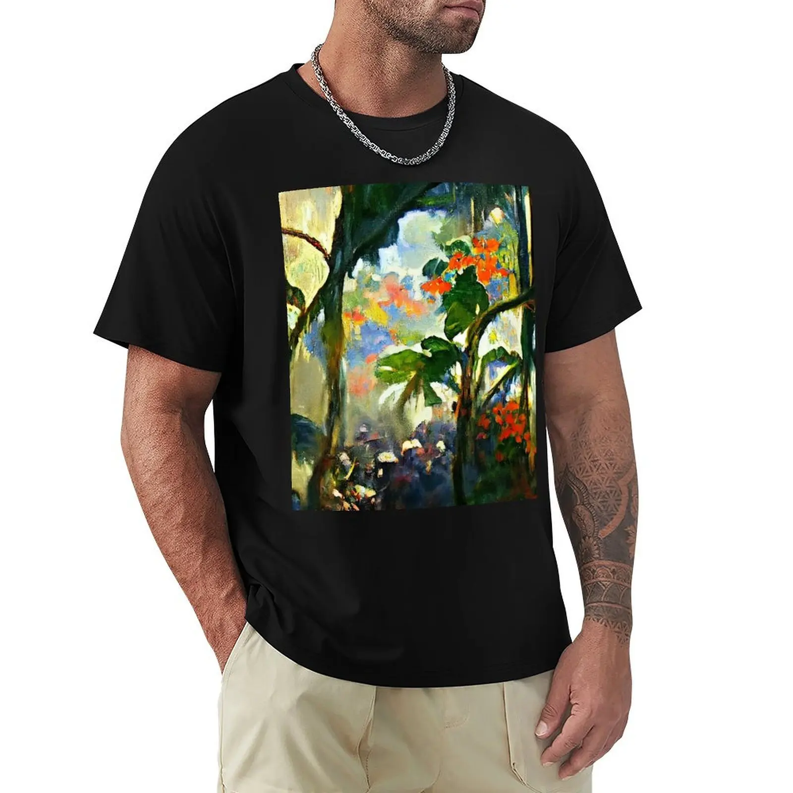 

Rainforest Jungle Paint T-Shirt blue lock oversizeds affliction shirts essential t shirt T-shirts for men cotton