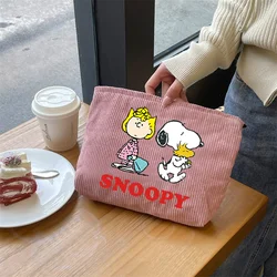 Snoopy Corduroy Makeup Bag Cartoon Anime Travel Storage Clutch Bags Canvas Casual Retro Simple Girls Pencil Case Birthday Gift