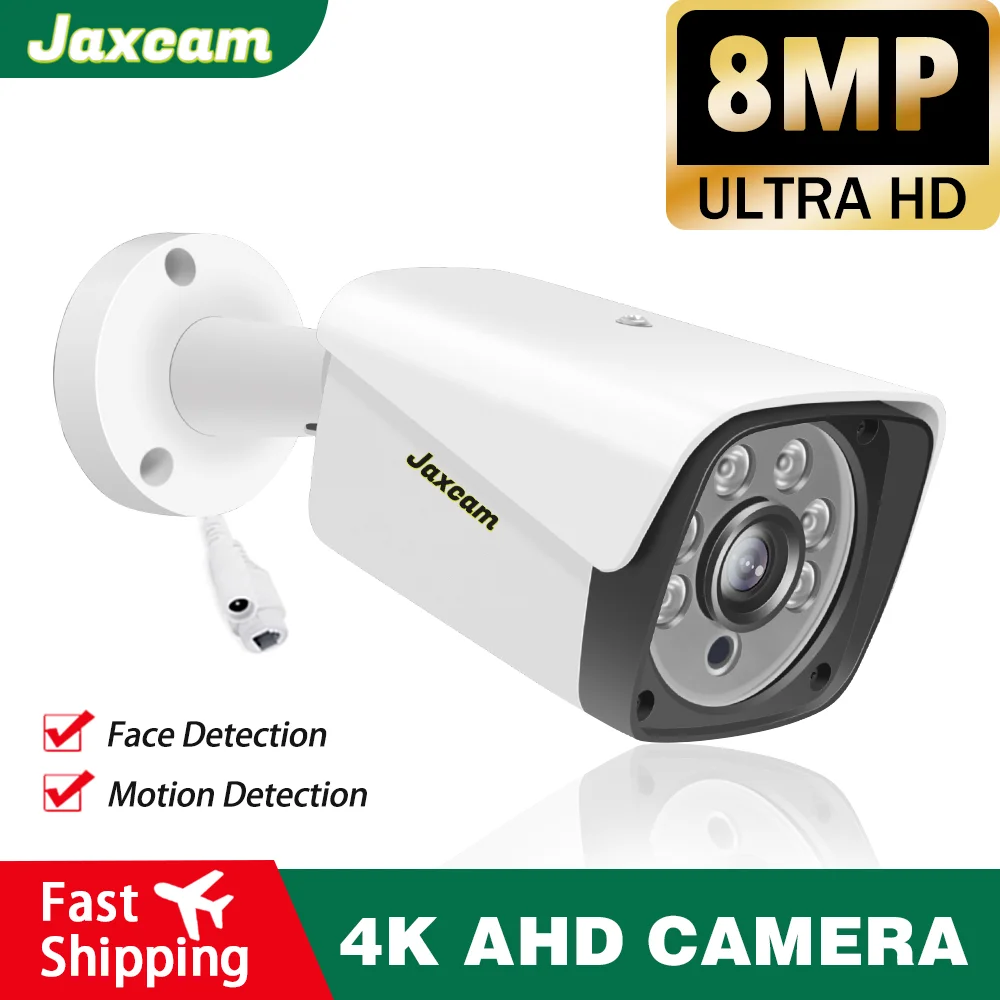 Kamera pengawas deteksi wajah, 8MP 4K AHD kamera pengintai tahan air IP66 cangkang logam luar ruangan IR LED bening IR penglihatan malam AHD kamera CCTV