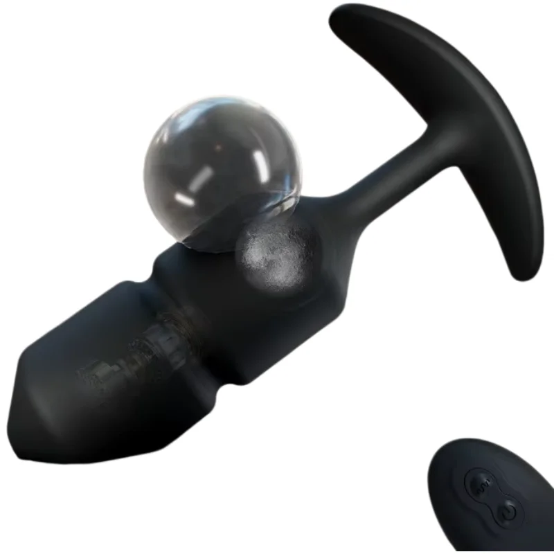 Remote control vibration steel ball male prostate massager gravity anal plug training dilator sex toy Electric remote control