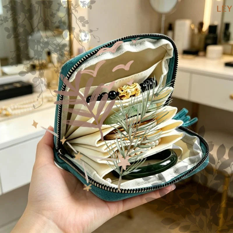 Luxurious Velvet Jewelry Bag Travel Portable Multi-Layer Bracelet: Earring Necklace Handbag Soft Customizable Wedding