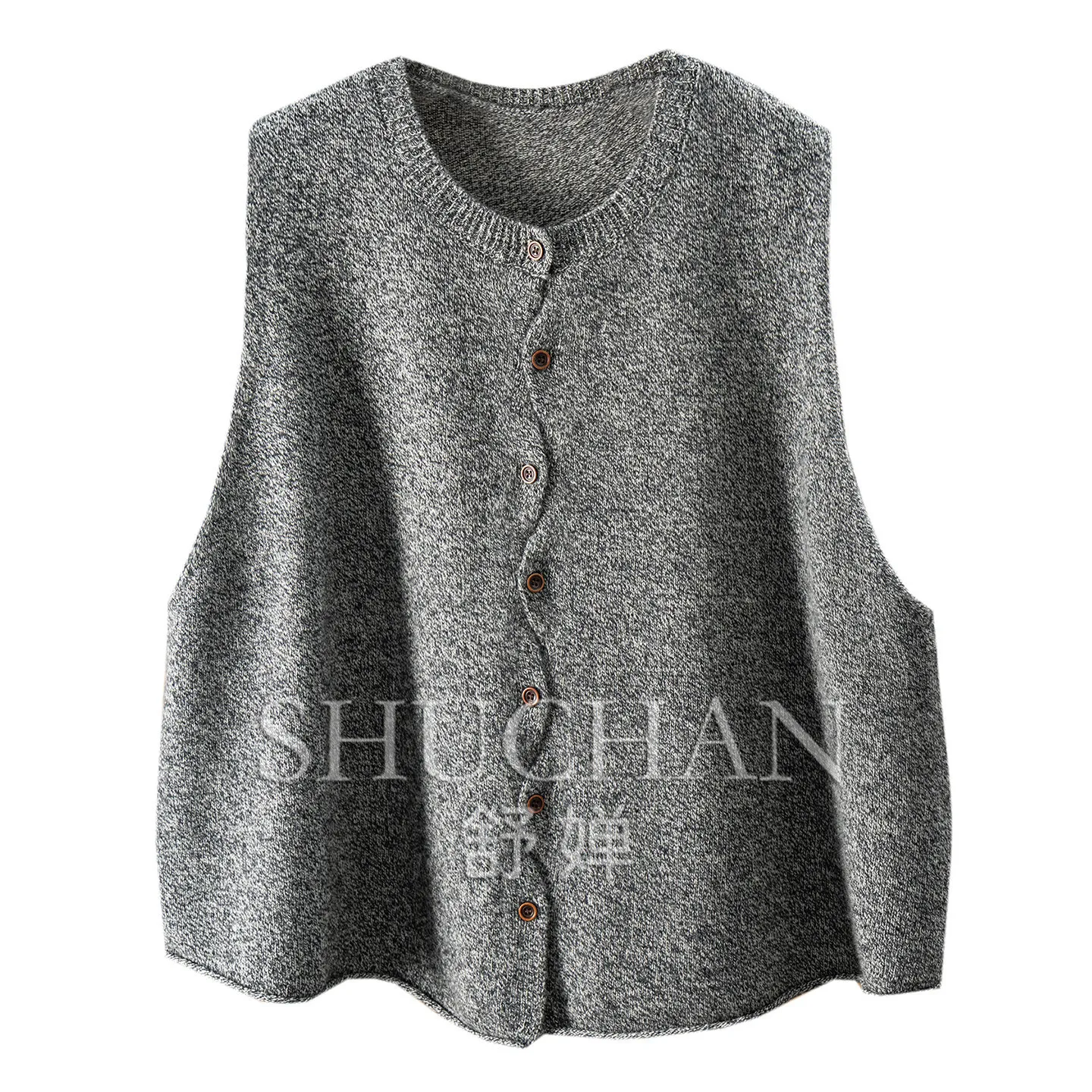 100% Wool Yarn Crew Neck Sweater Vest Women E186 Gilets Sans Manches Blusa De Frio Feminina Colete Feminino Inverno