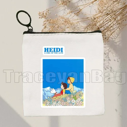Imagen 2 del producto Lindos regalos para fanáticos de Heidi, chica de dibujos animados de Anime, película Retro, volver a la naturaleza, monedero de lona, funda para llaves, bolso pequeño, cartera