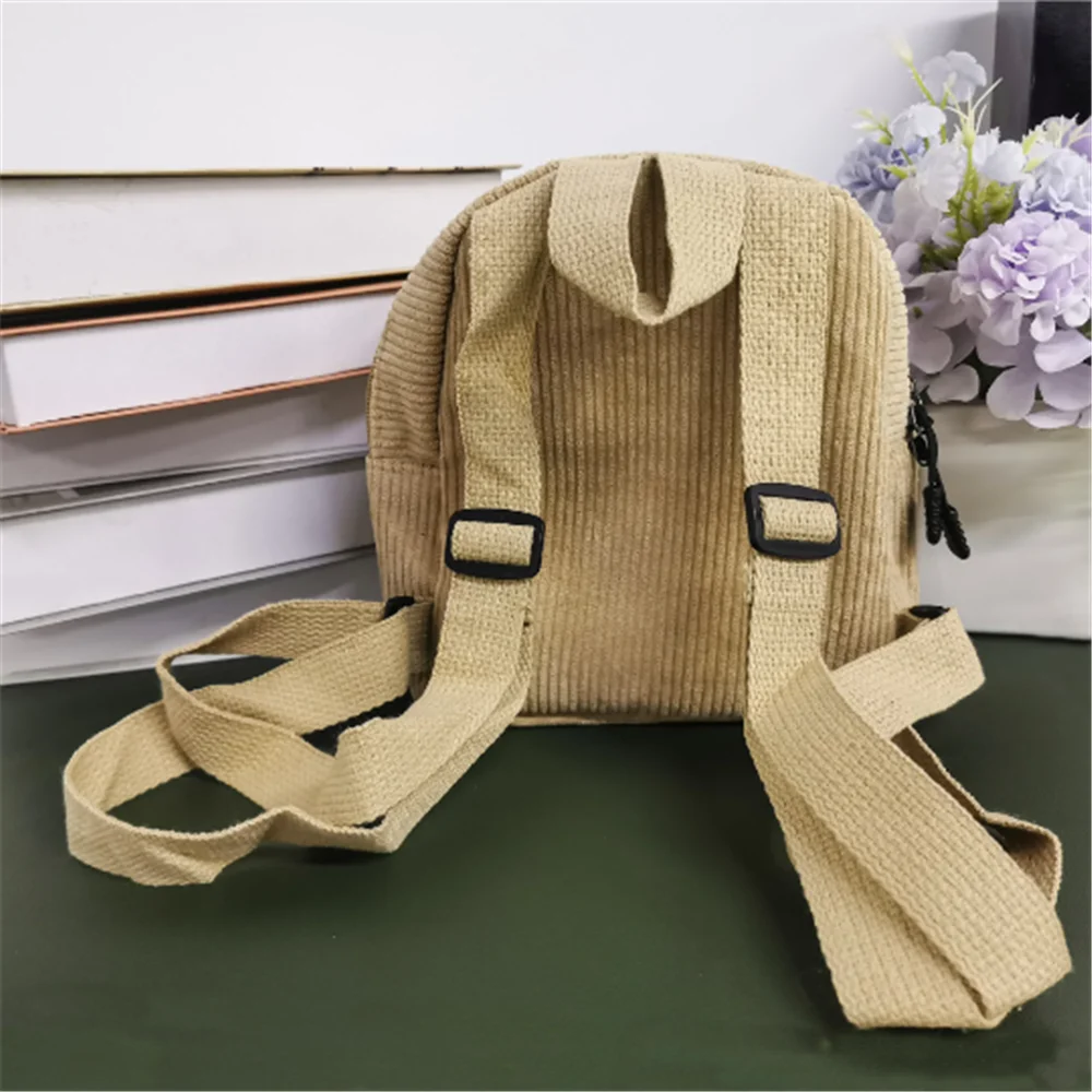 Custom Geborduurde Naam Corduroy Vrouwen Mini Rugzak Gepersonaliseerde Mode Kleine Rugzak Student Meisje Schooltas Casual Tas