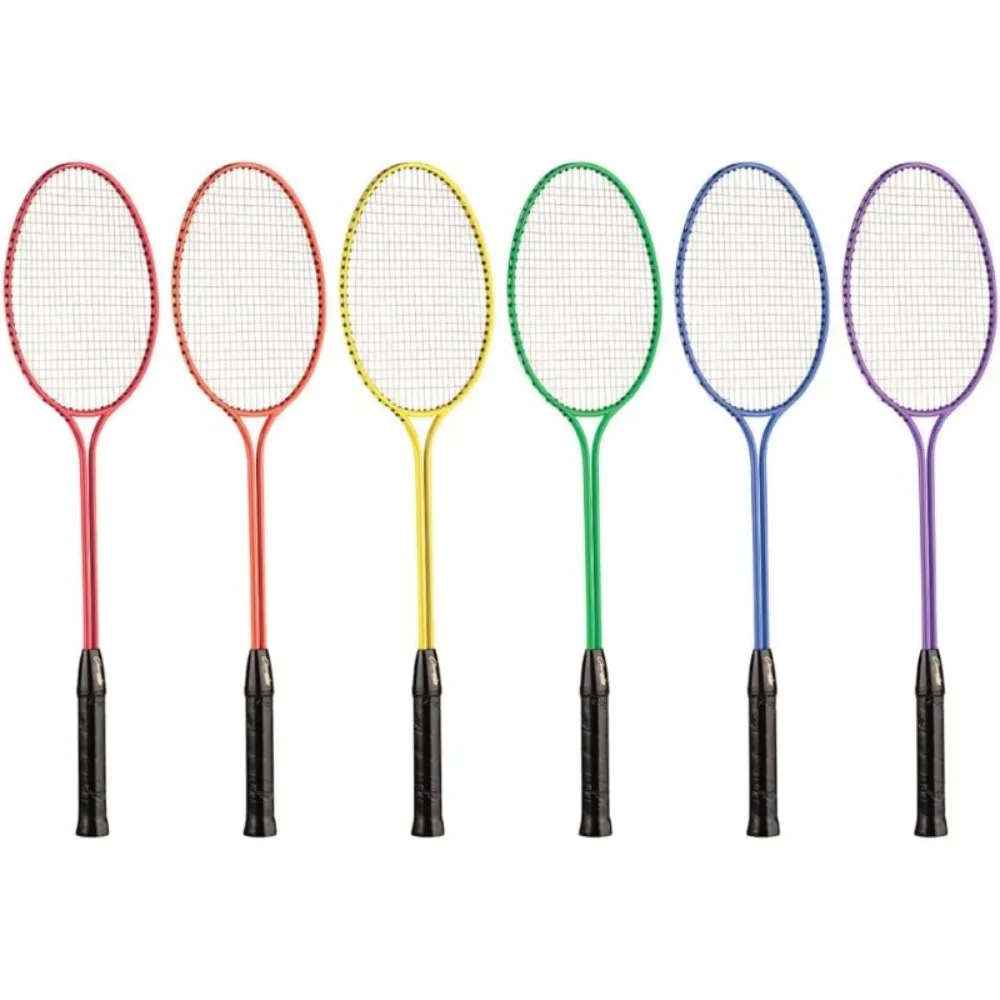 

26" Twin Shaft Badminton Racket with Braided Nylon Strings (Set of 6) - Multiple Colors - For All Skill Levels