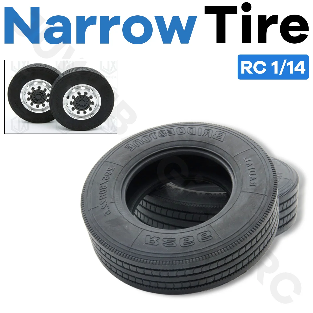 1 Pair Narrow Tire Width 22mm Rubber For 1/14 Tamiyaa RC Dump Truck Tractor Tipper Construction Machinery JX DIY Toy Model Parts