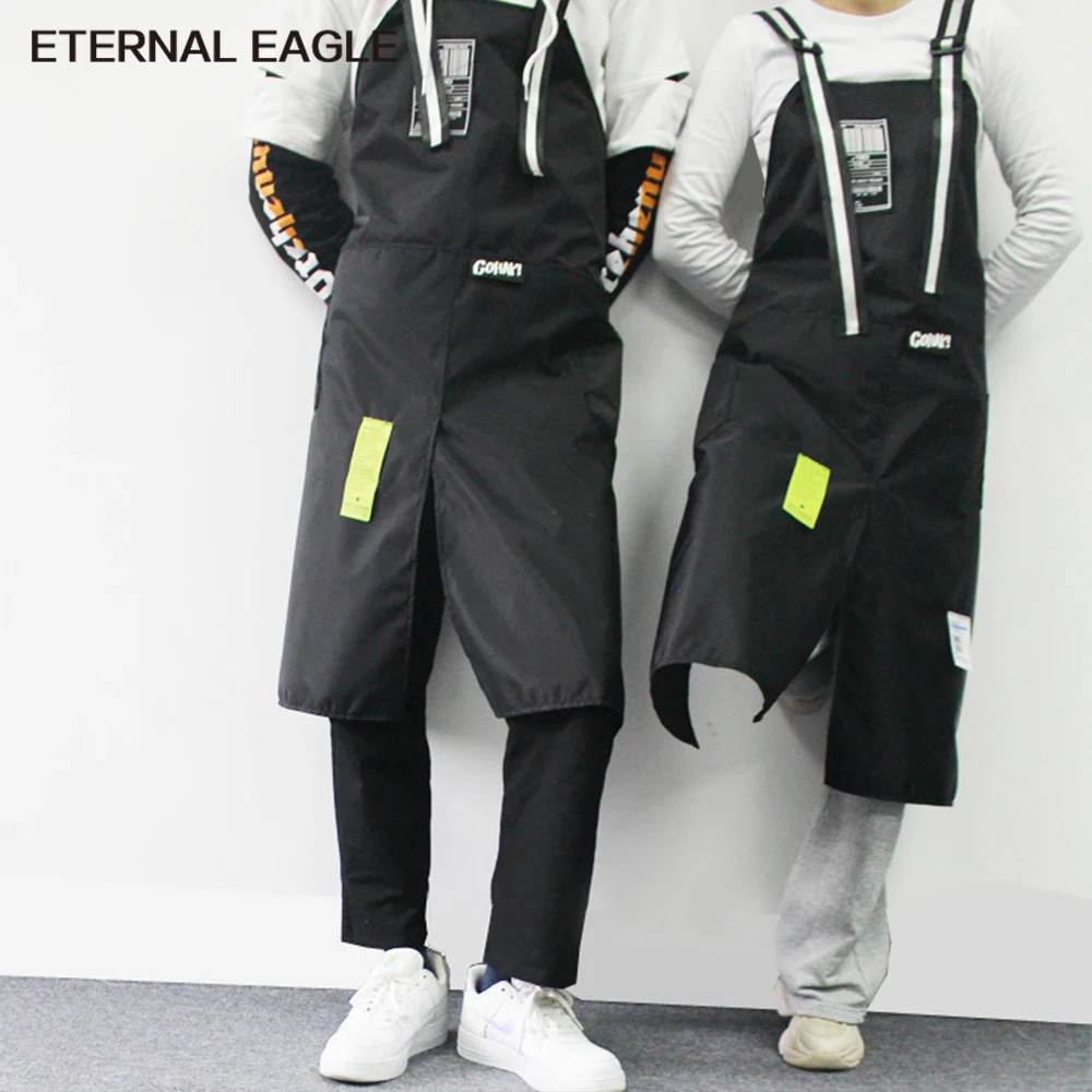 2023 New Fashion Nylon Waterproof Apron Coffee Shop Hairdresser Florist Work Clothes Long Slit Adjustable Nail Salon Apron