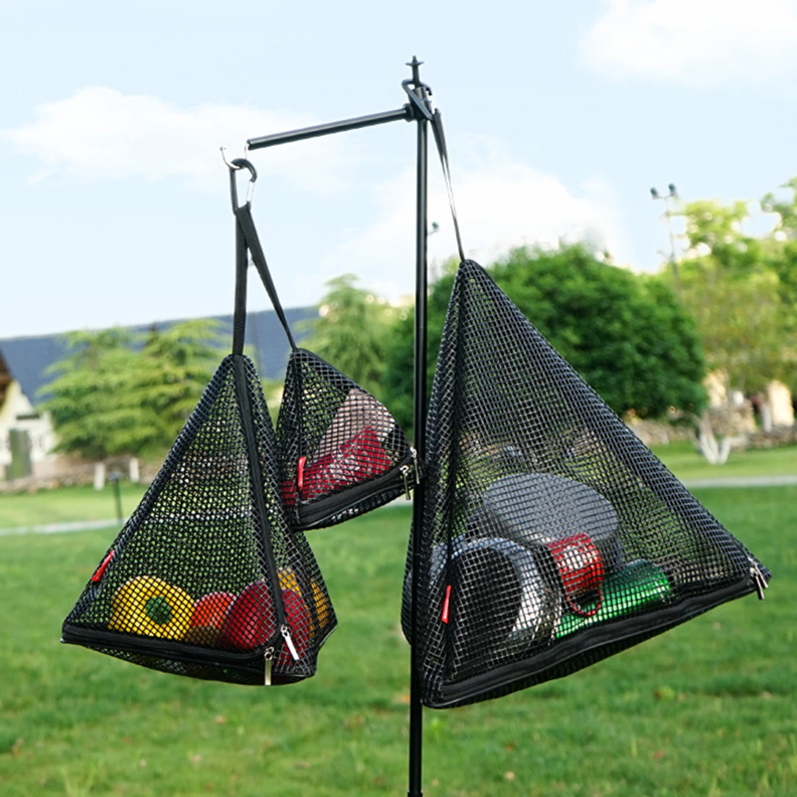 Outdoor Camping Mesh Bag Triangular Drying Mesh Bag Swimming Diving Quick Drying Mesh Bag Camping Water Sports Storage Container